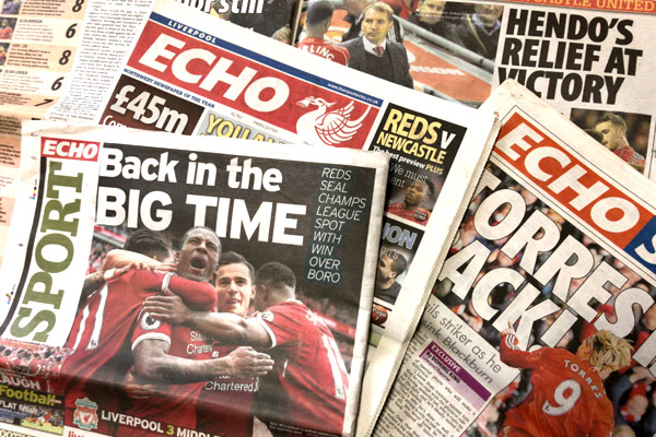 リバプールの地方紙「Liverpool Echo（リバプールエコー）」について